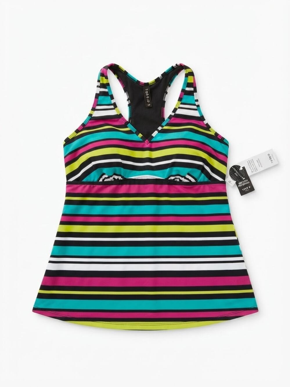 Torrid Multi Stripe Swim Tankini Top Womens 00 NWT Neon Tankini Swimwear
